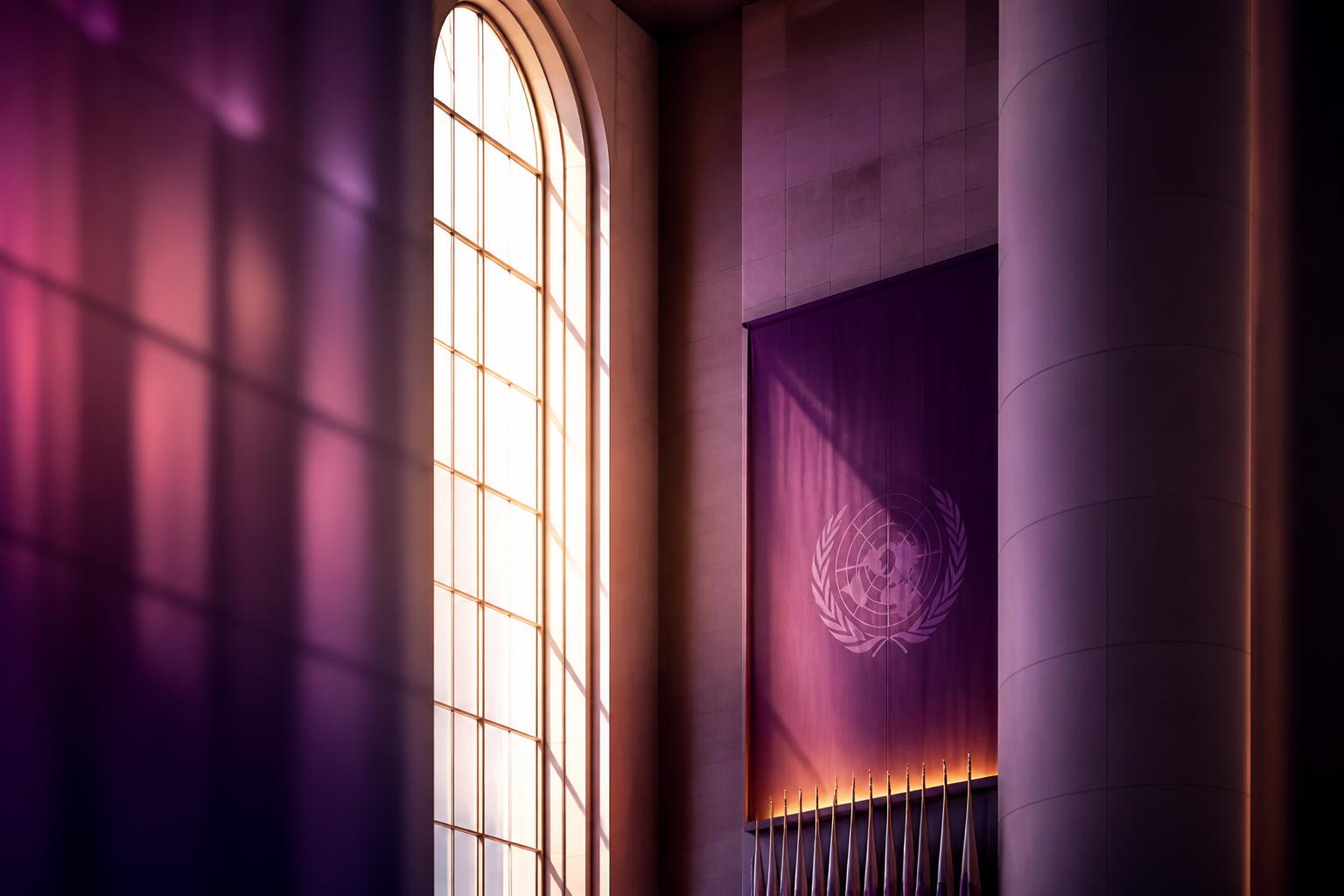A light-filled chamber evoking authority, gravitas and hope